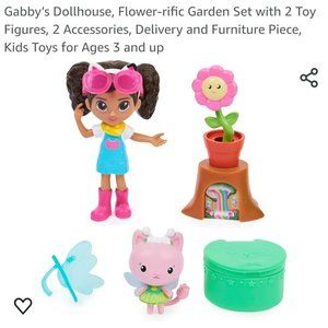 Gabby’s Dollhouse, Flower-rific Garden Set with 2 Toy Figures, 2 Accessories, De